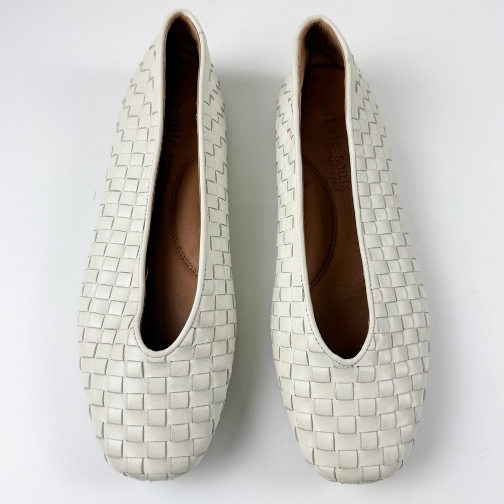 Kenneth Cole Gentle Souls Willow Woven Flats Shoes Womens 9M White Basket Weave